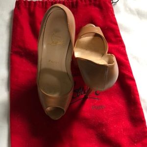 Nude Louboutin platform open toe heels